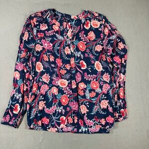 Lucky Brand Floral Print Blouse Long Sleeve V Neck Top Bohemian‎ Size S